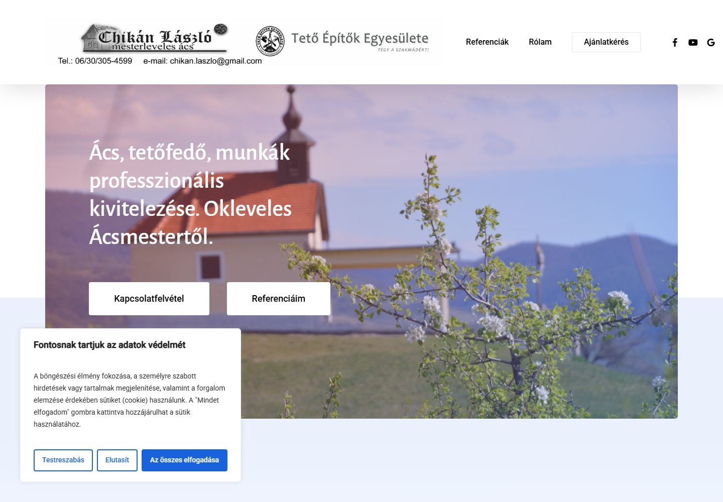 Ács Tetőmester weboldal előnézete