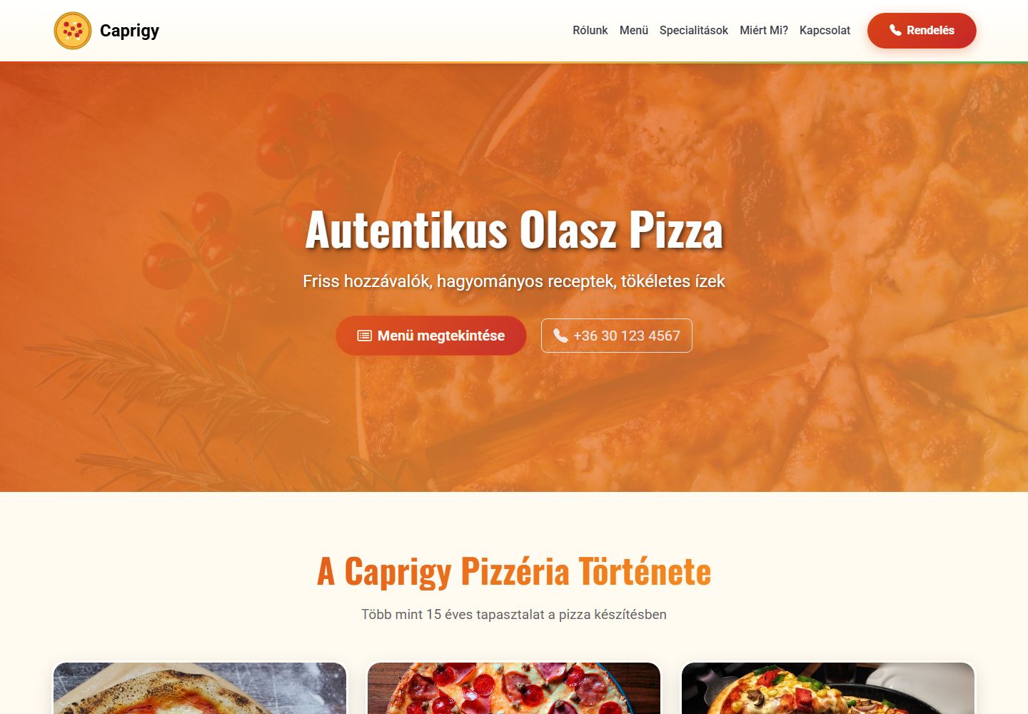 Capri Gyöngyös weboldal előnézete