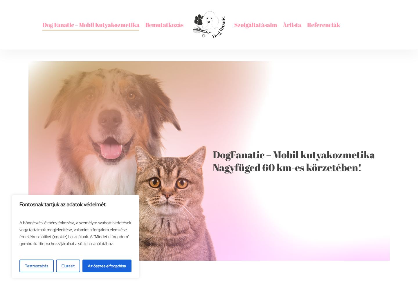Dog Fanatic weboldal előnézete